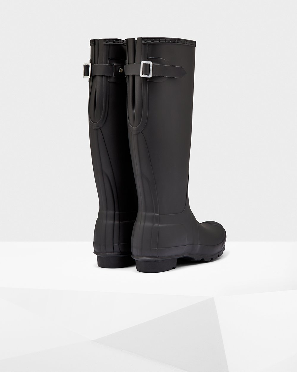 Womens Hunter Tall Rain Boots Black - Original Back Adjustable - 7894205-BK